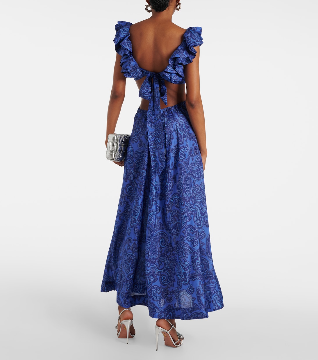 Vestido midi de seda con volantes | Zimmermann