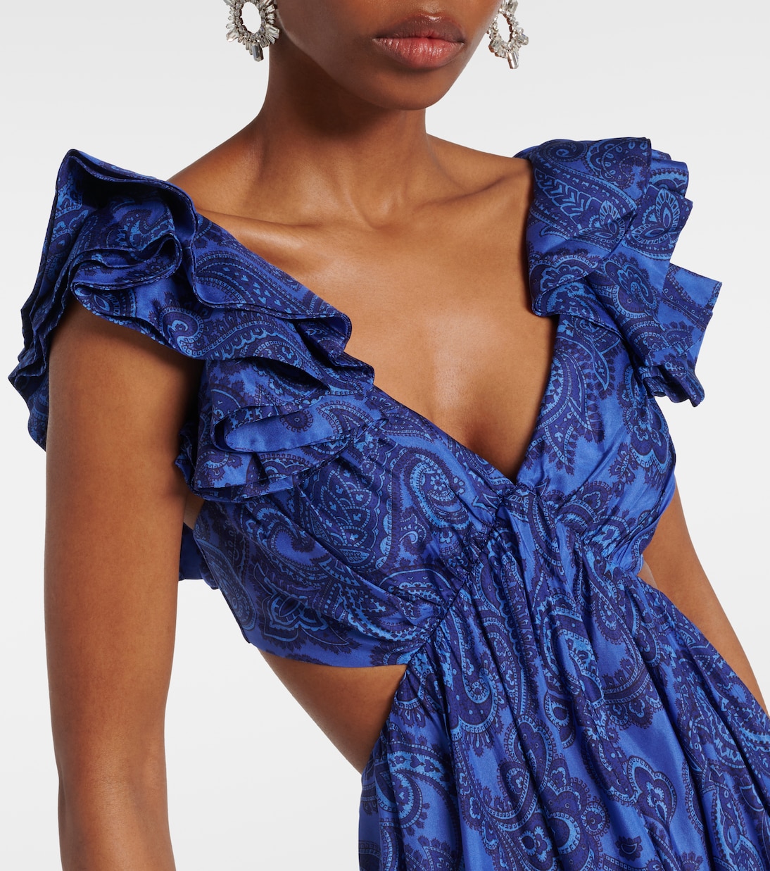 Vestido midi de seda con volantes | Zimmermann
