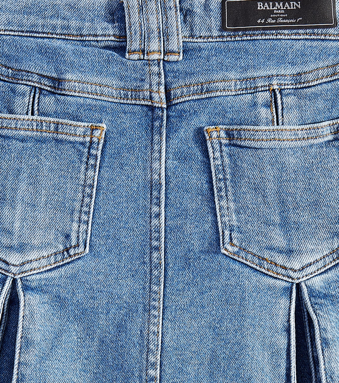 Falda plisada de denim | Balmain Kids
