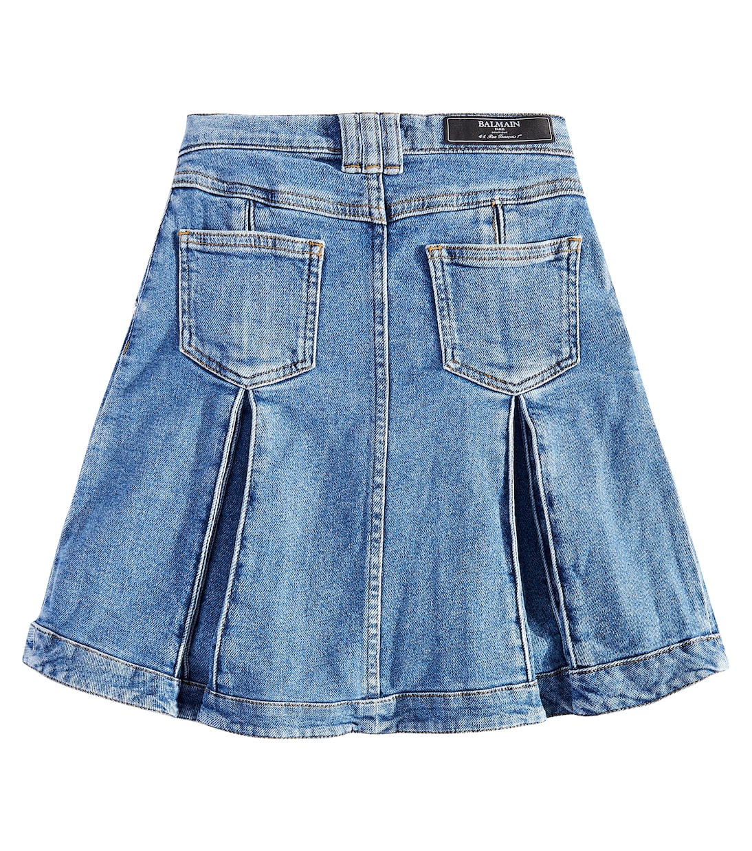 Falda plisada de denim | Balmain Kids