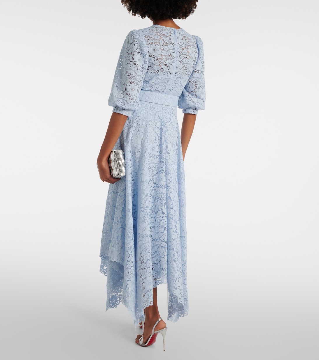 Vestido midi asimétrico de encaje floral | Costarellos