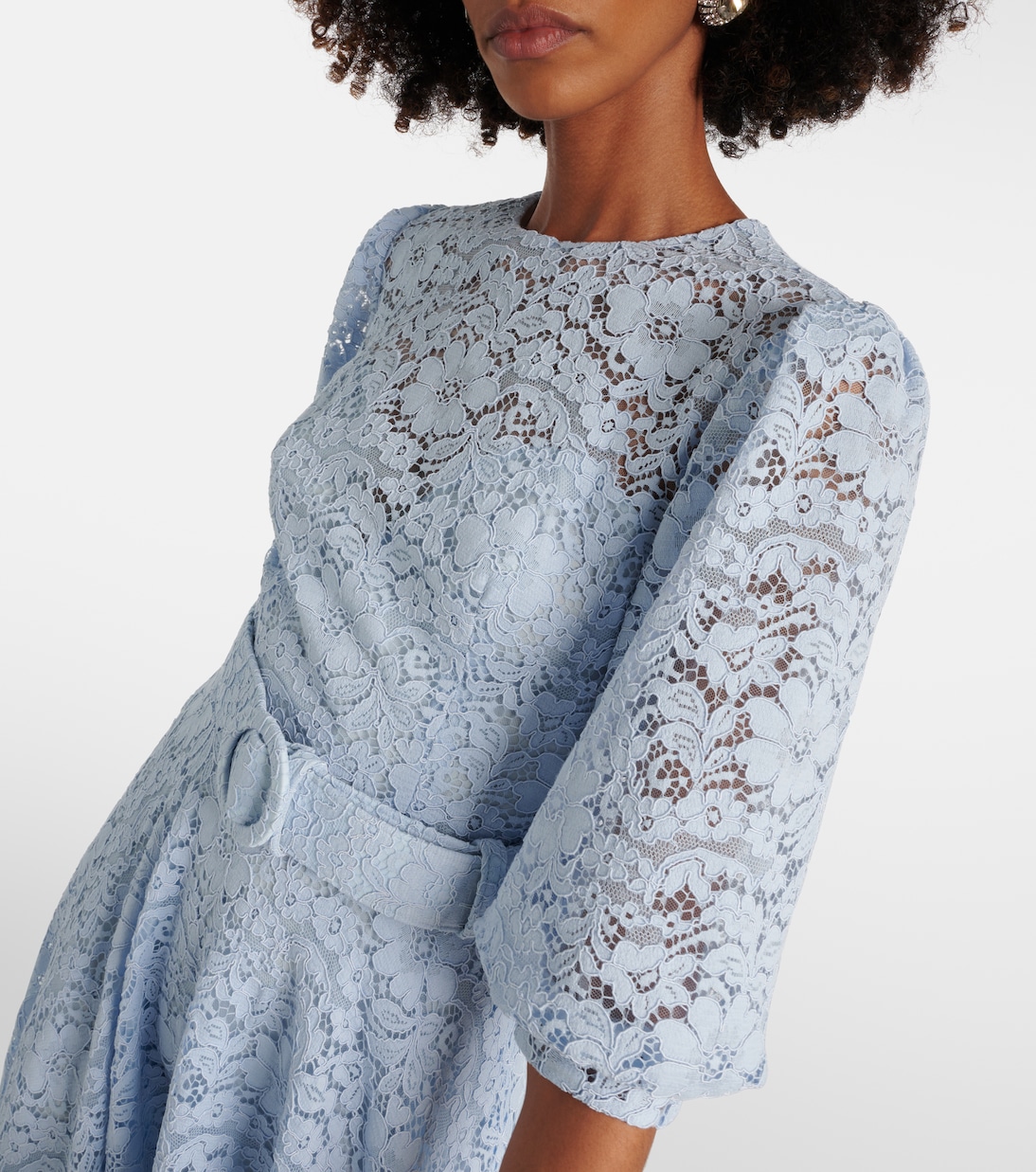 Vestido midi asimétrico de encaje floral | Costarellos