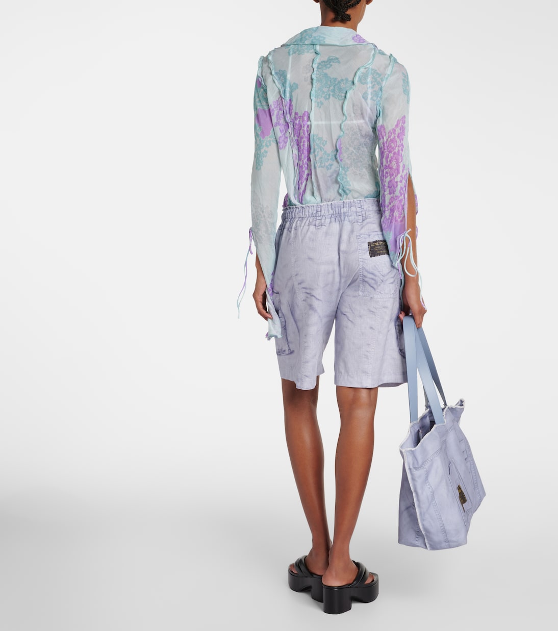 Trompe l'œil linen and cotton Bermuda shorts | Acne Studios