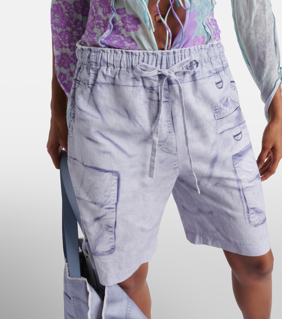 Trompe l'œil linen and cotton Bermuda shorts | Acne Studios