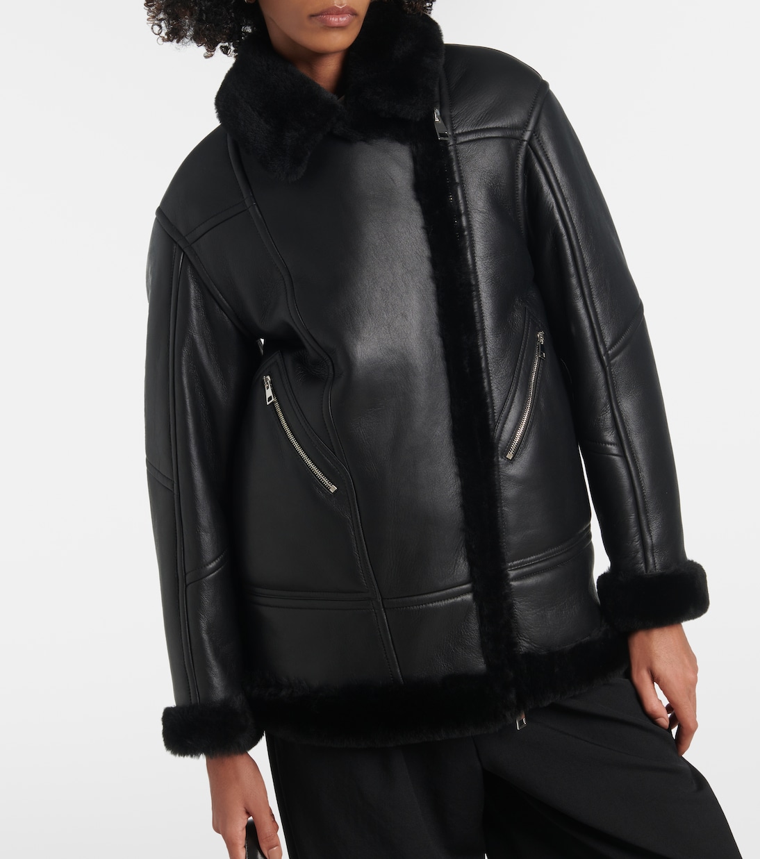 Lederjacke mit Shearling | Blancha