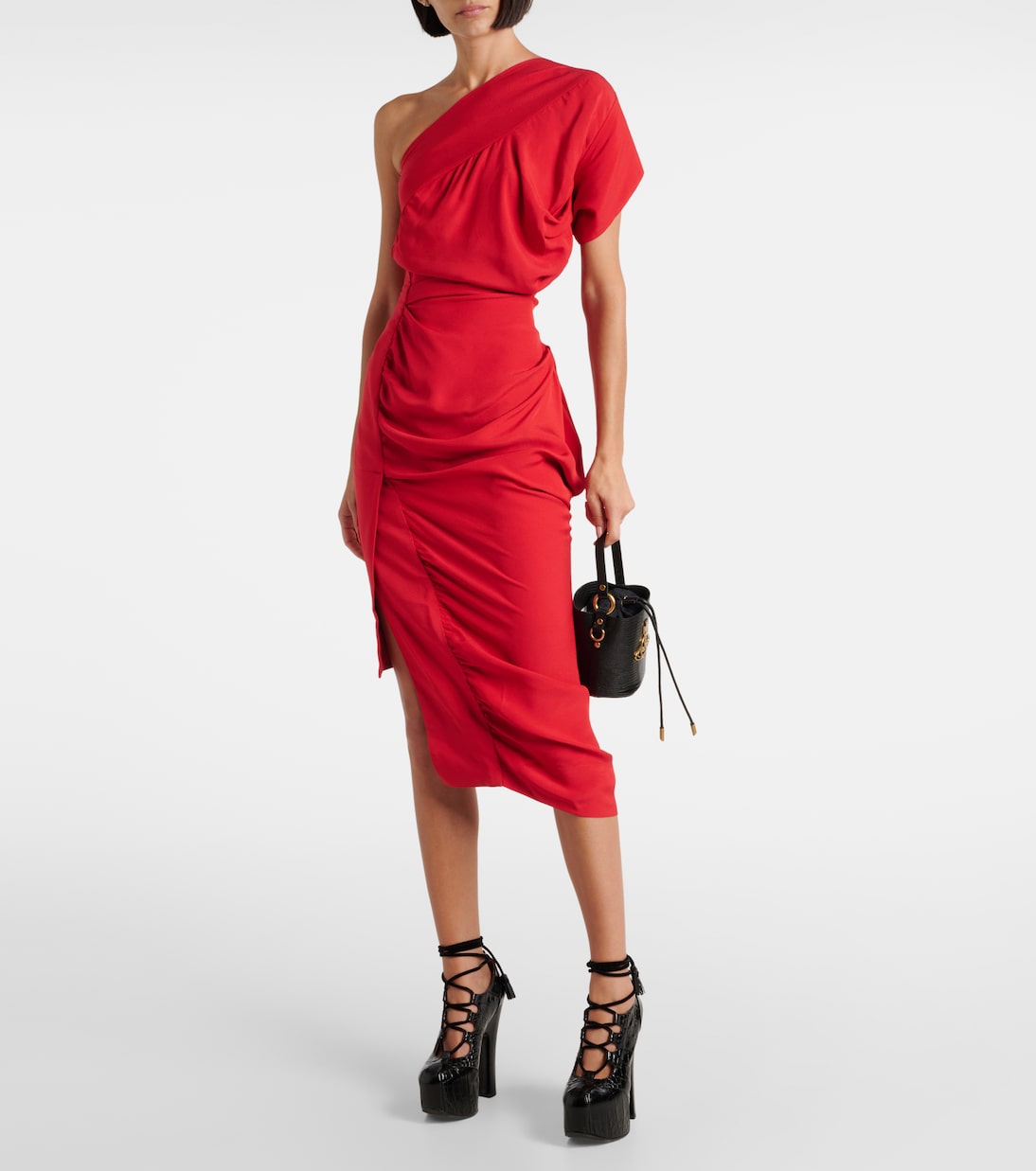 Andalouse one shoulder midi dress in red Vivienne Westwood Mytheresa