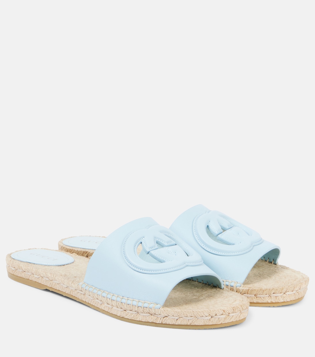 GG cutout leather espadrille slides | Gucci