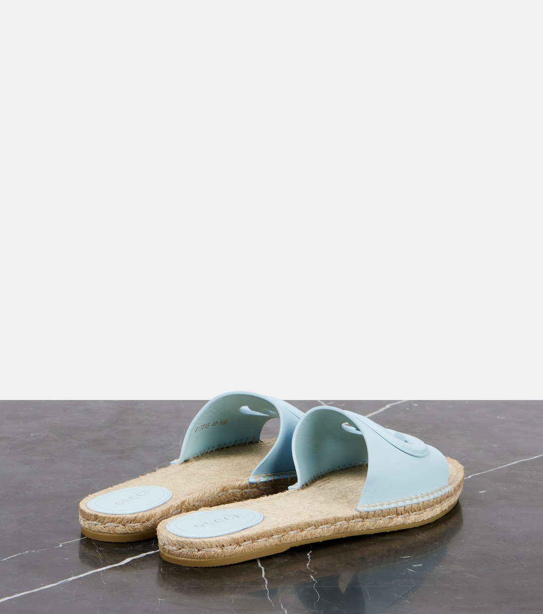 GG cutout leather espadrille slides | Gucci
