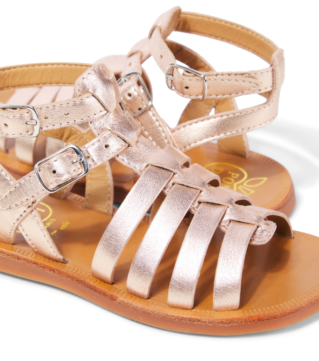 Sandalen Plagette Gladiator aus Metallic-Leder | Pom d'Api