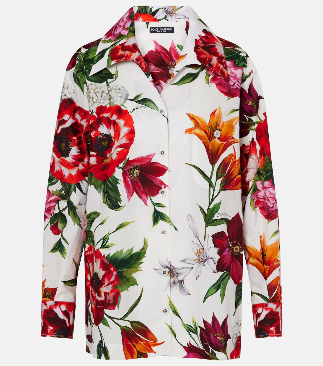 Camicia oversize in cotone con stampa floreale | Dolce&Gabbana