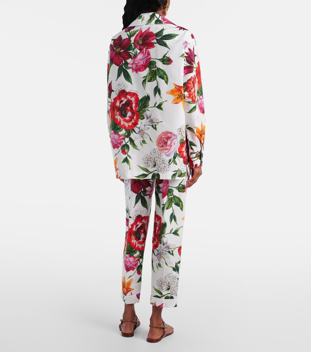 Camicia oversize in cotone con stampa floreale | Dolce&Gabbana