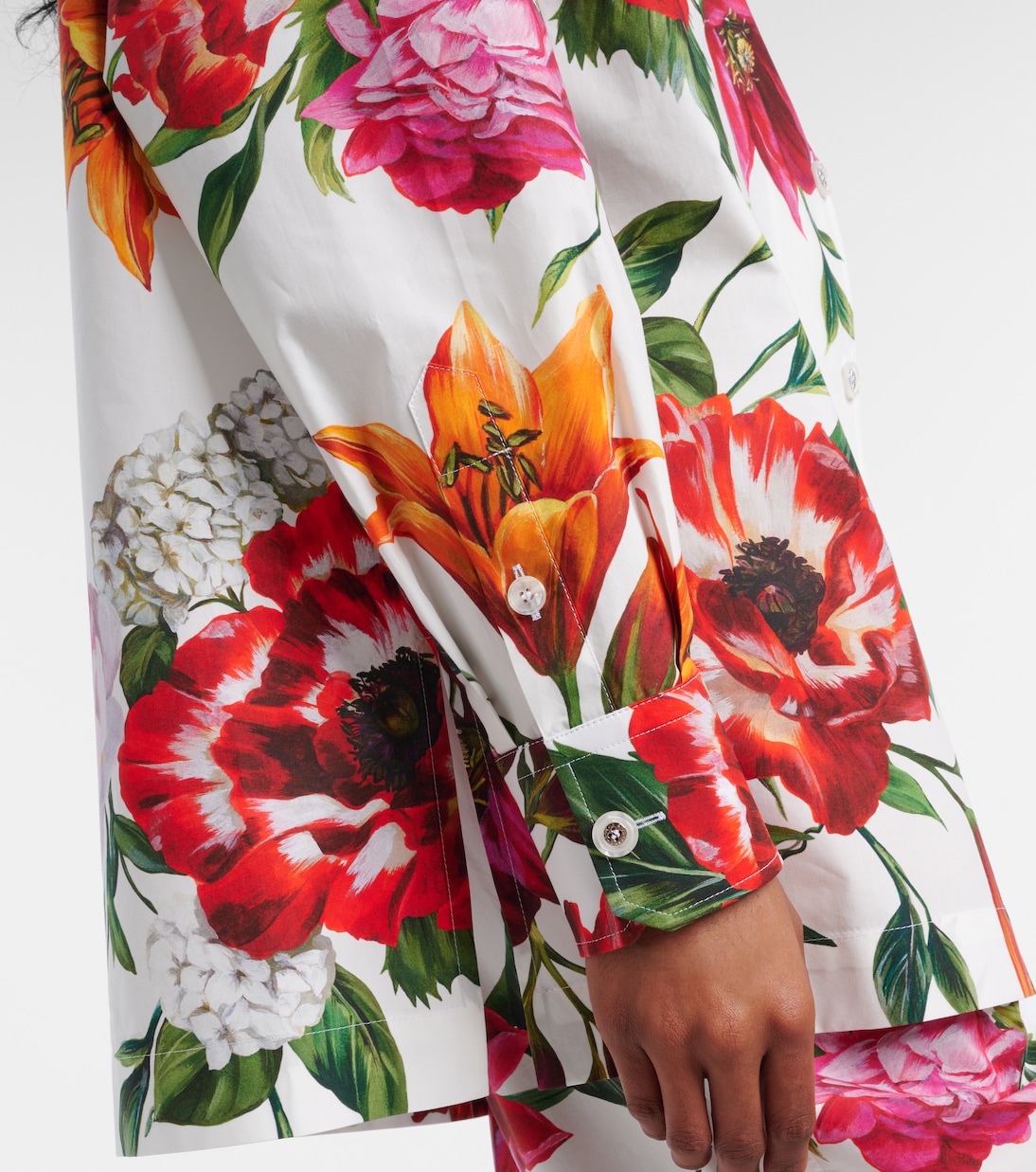 Camicia oversize in cotone con stampa floreale | Dolce&Gabbana