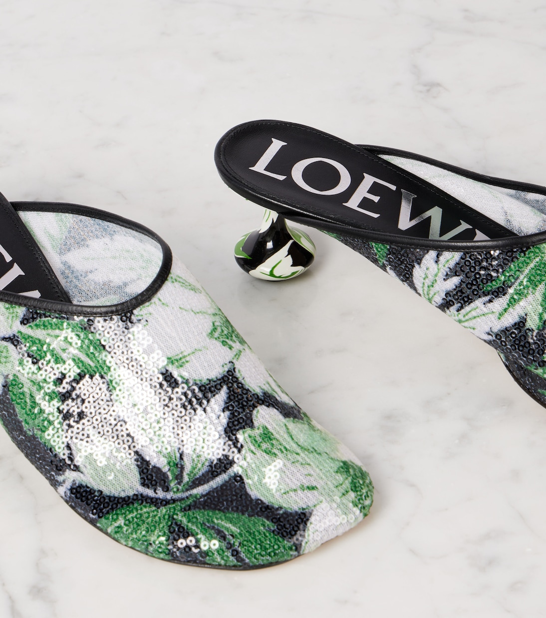 Toy 45 floral sequined mesh mules | Loewe
