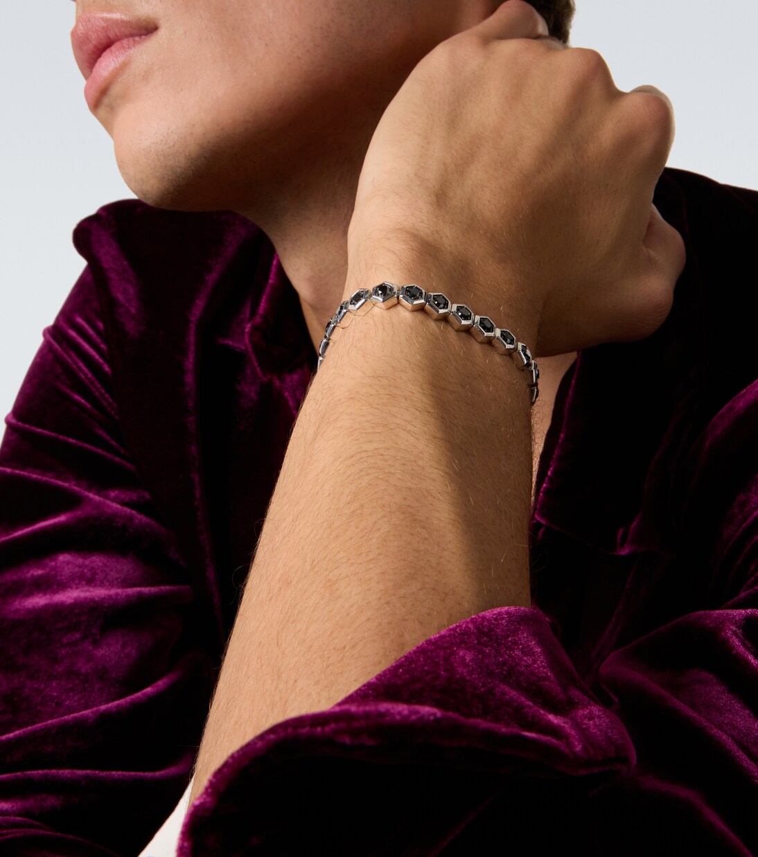 Hex sterling silver bracelet with diamonds | David Yurman