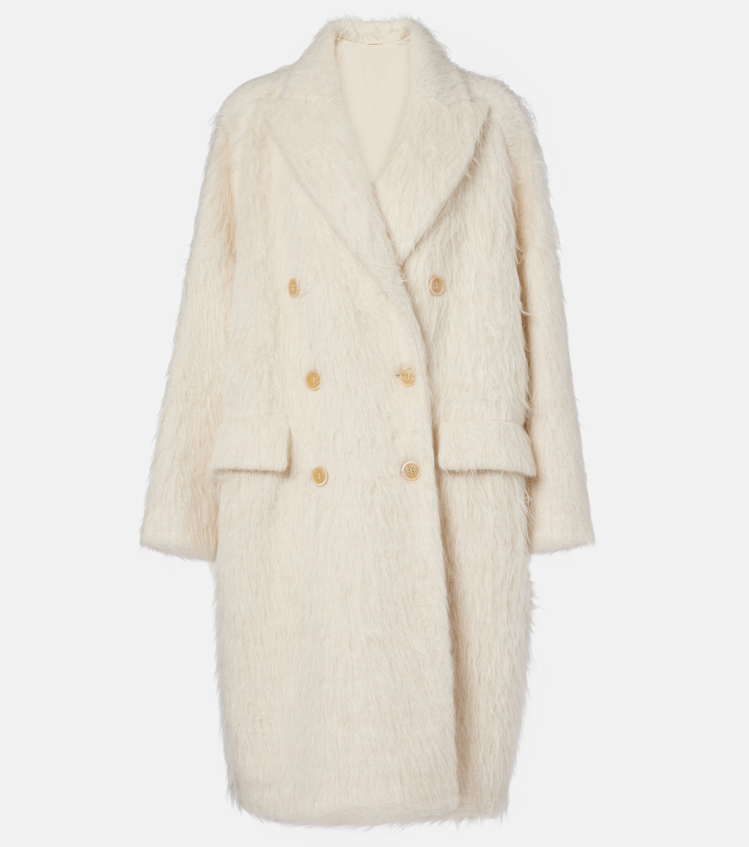Double-breasted alpaca-blend coat | Brunello Cucinelli