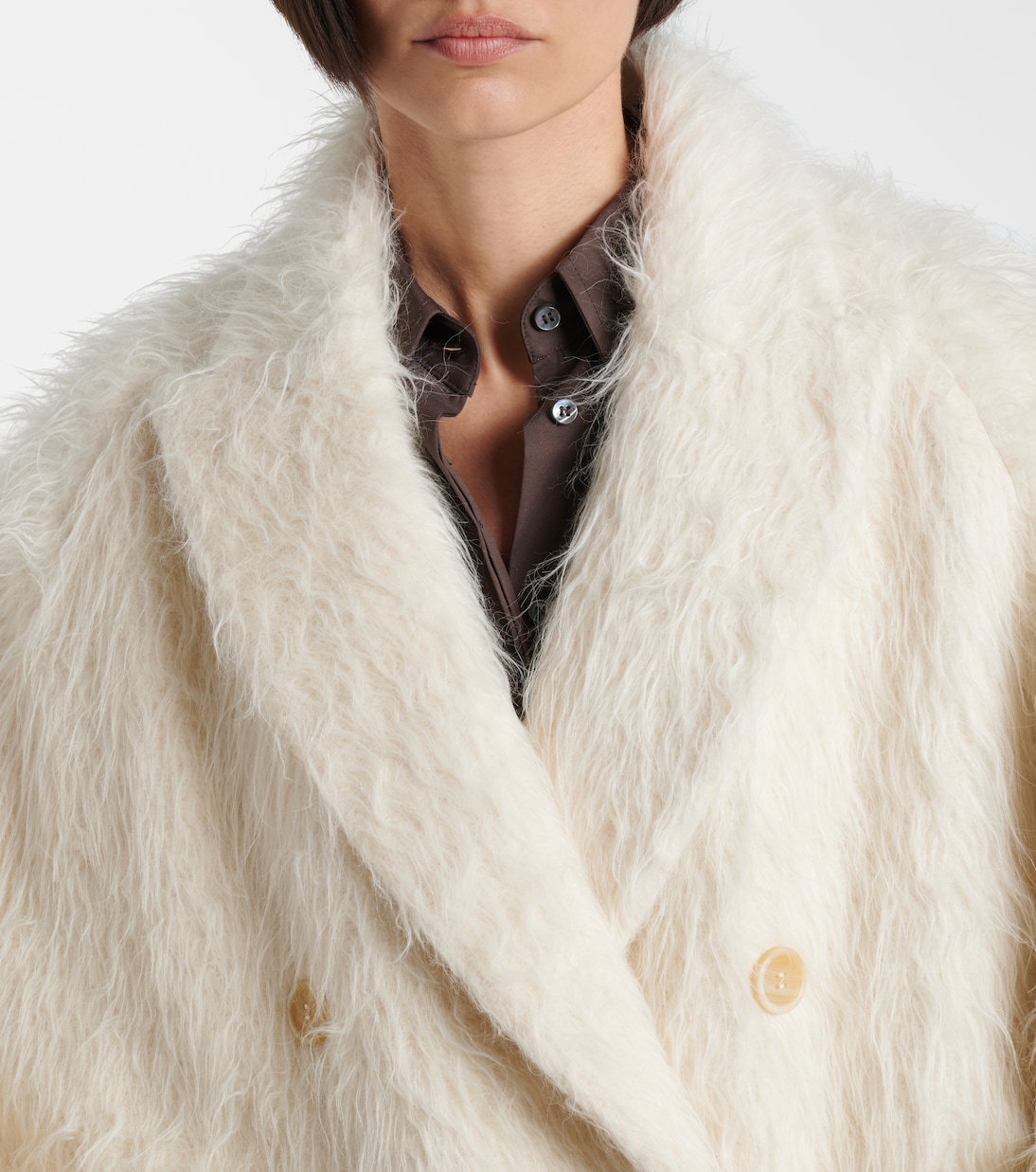 Double-breasted alpaca-blend coat | Brunello Cucinelli