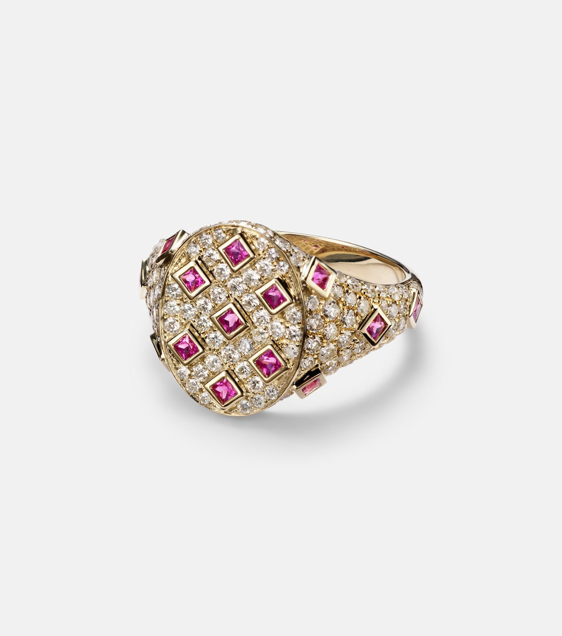 Anello in oro 9kt con diamanti grigi e zaffiri | Yvonne Léon