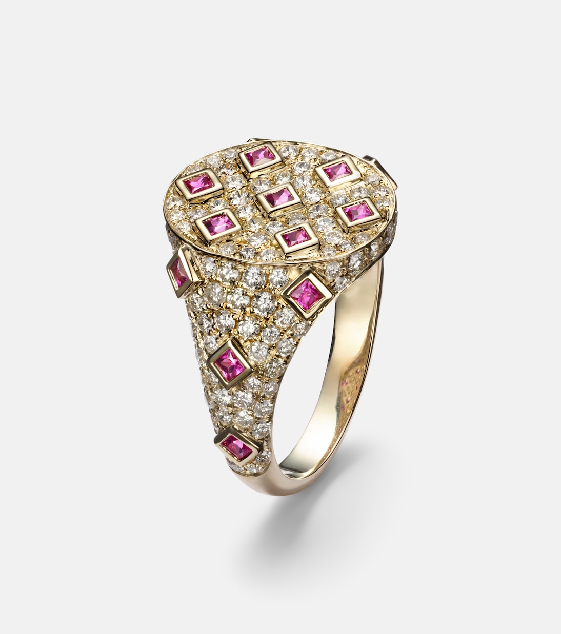 Anello in oro 9kt con diamanti grigi e zaffiri | Yvonne Léon