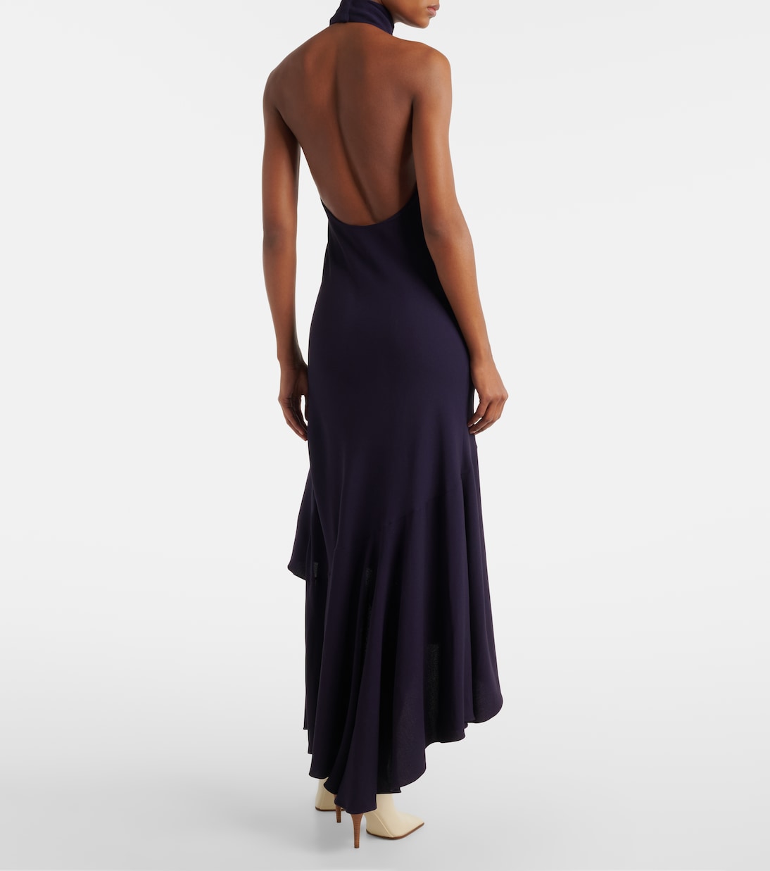 Vestido midi asimétrico con cuello halter | Alaïa