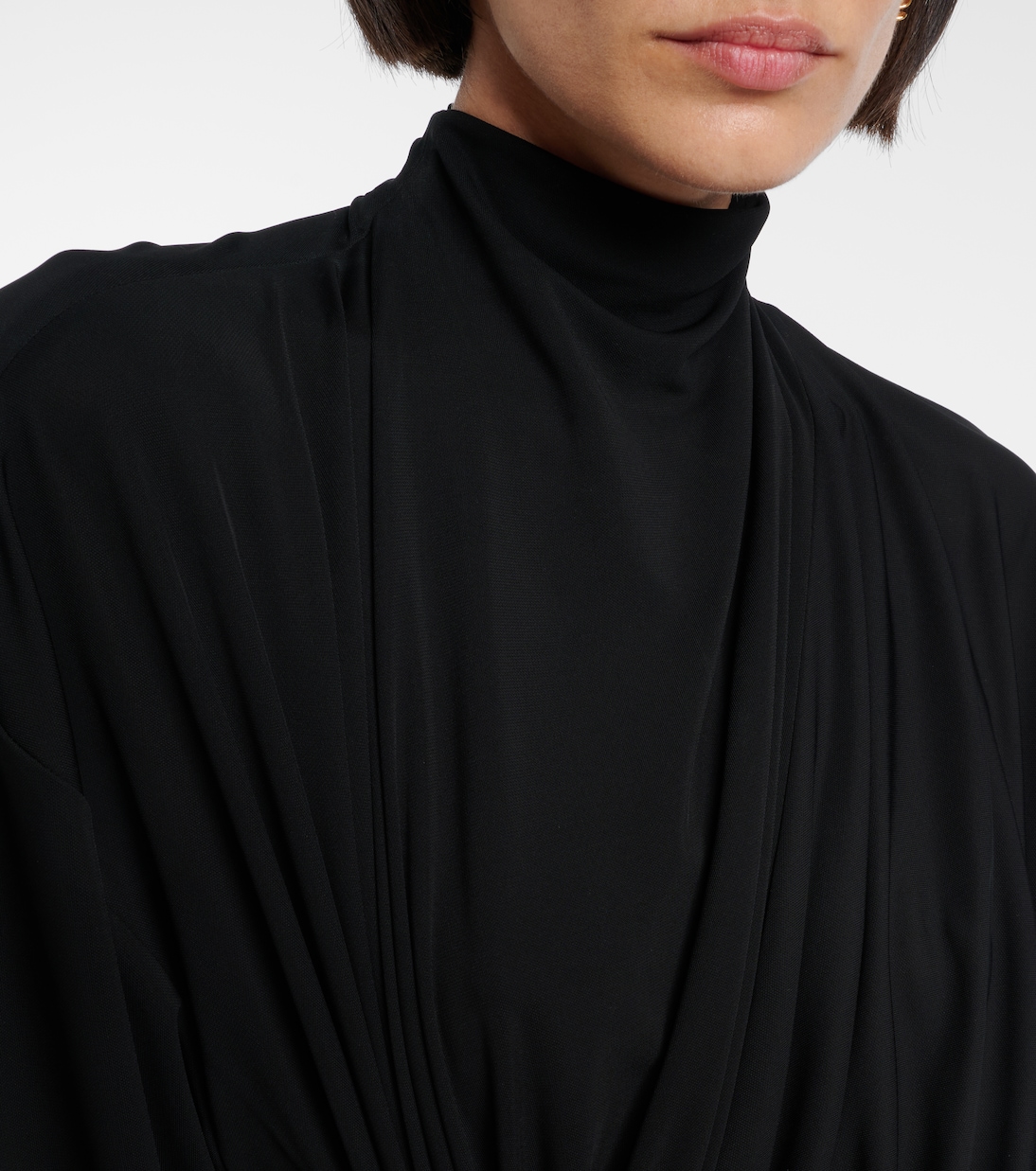 Gathered crêpe jersey midi dress | Bottega Veneta