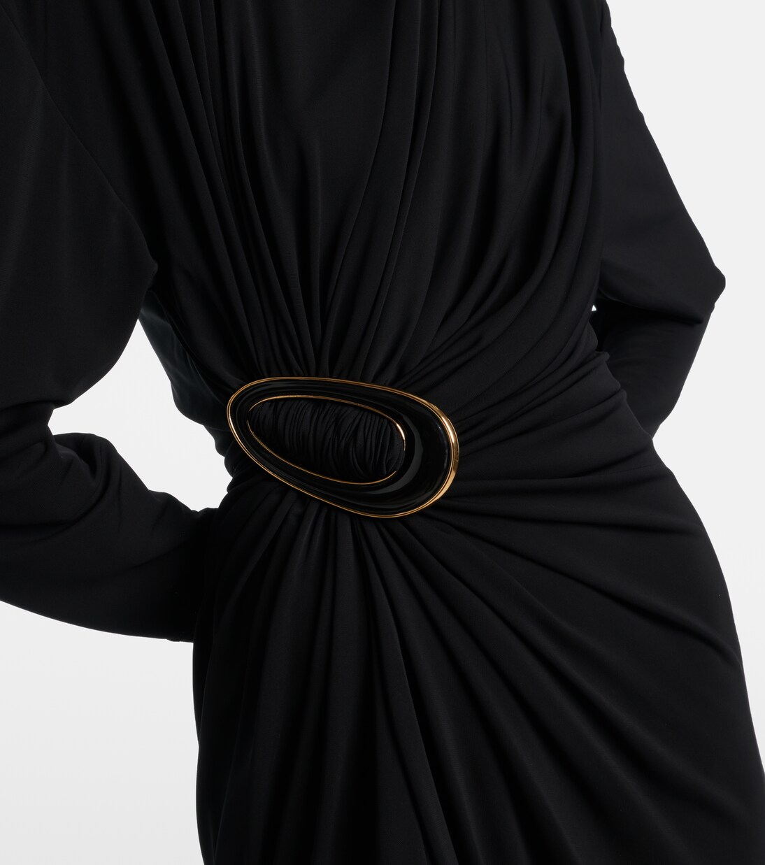 Gathered crêpe jersey midi dress | Bottega Veneta