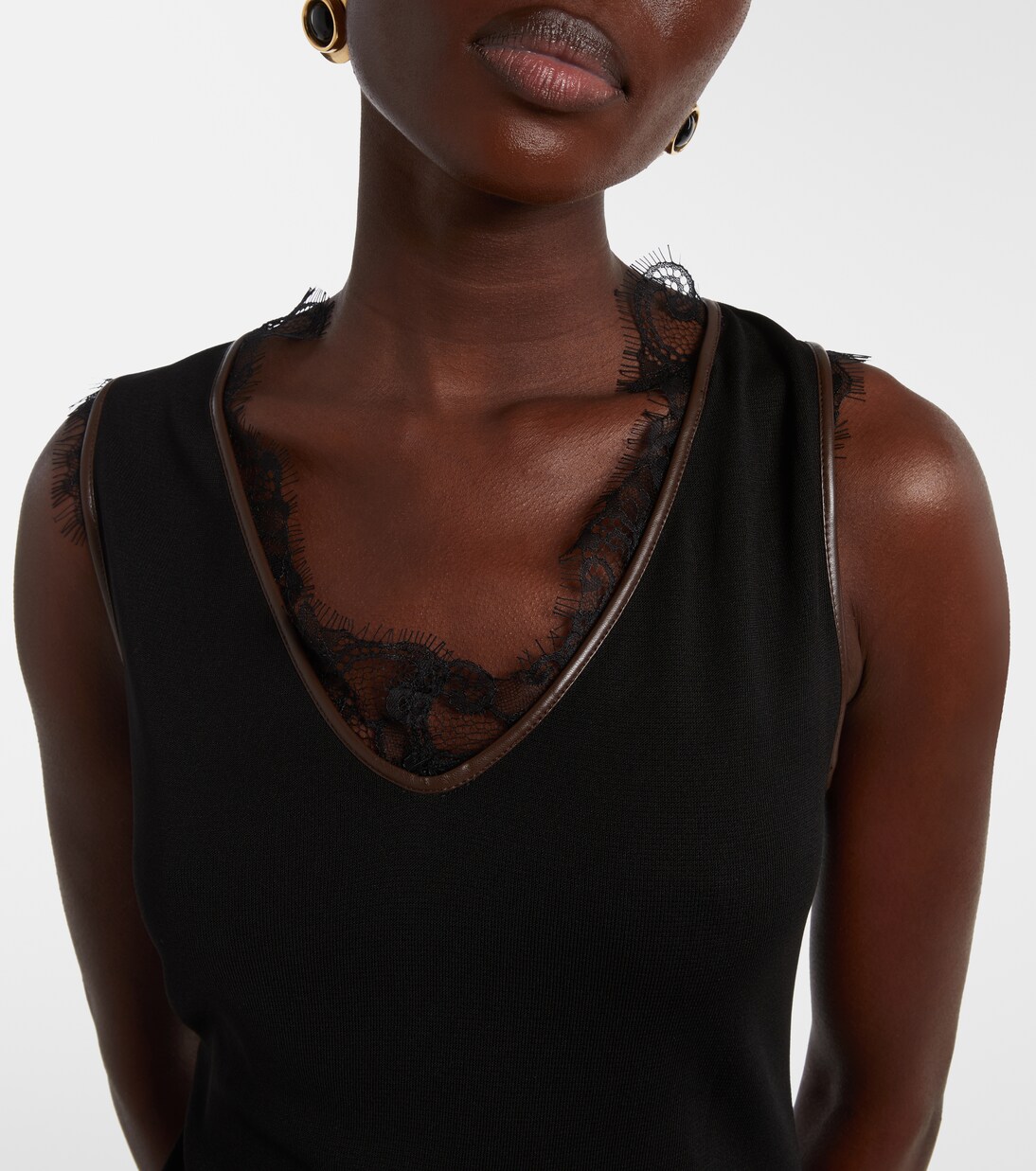 레이스 트리밍 레오파드 프린트 어시메트릭 미디 드레스 | Jacques Wei