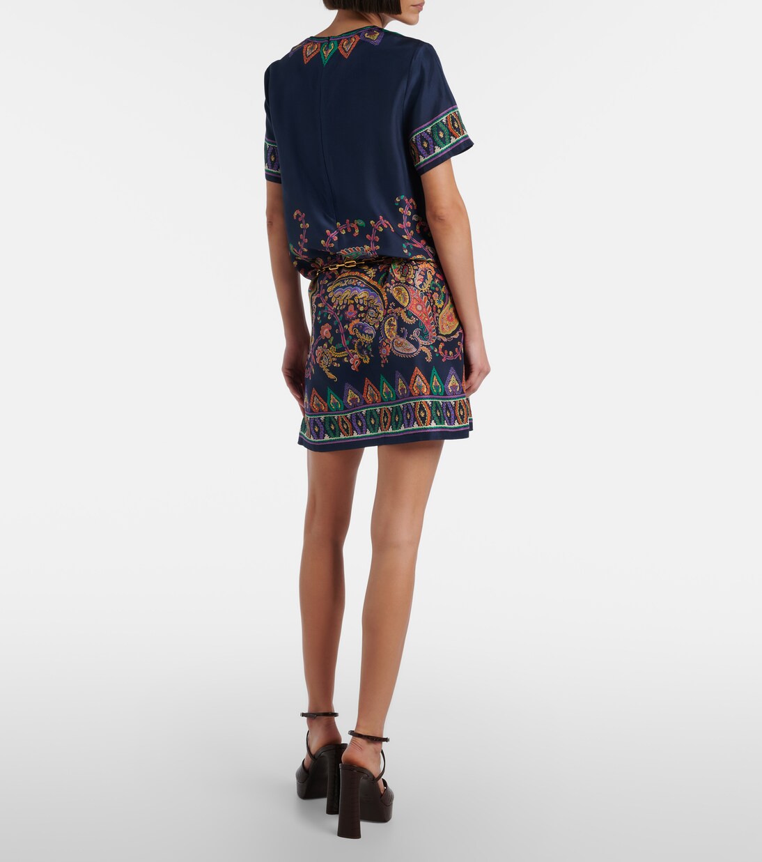 Vestido corto habotai de seda con paisley | Etro