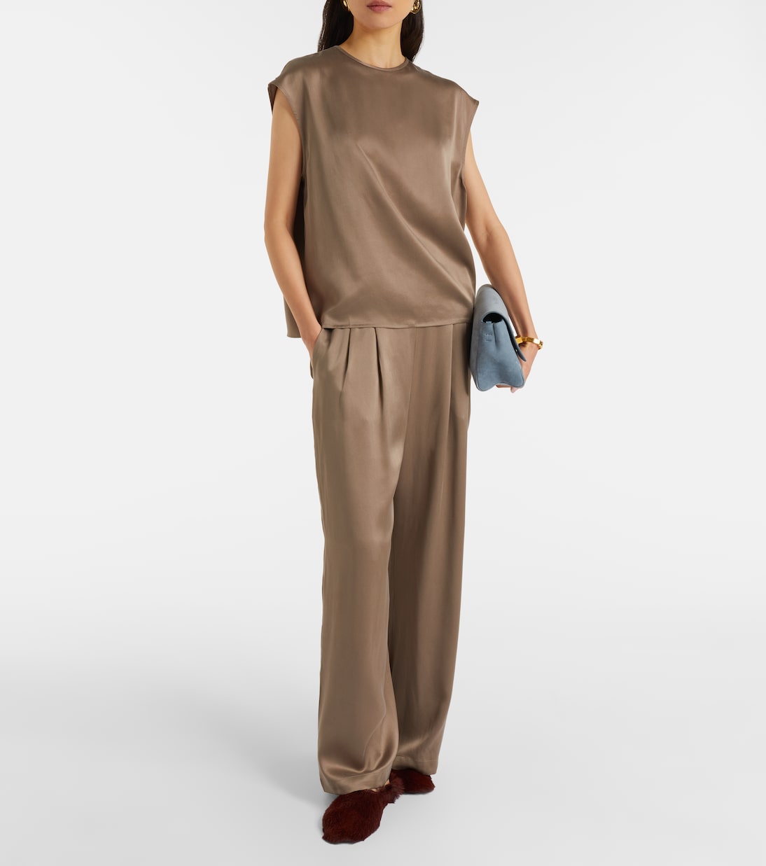 Isola silk twill wide-leg pants | Asceno