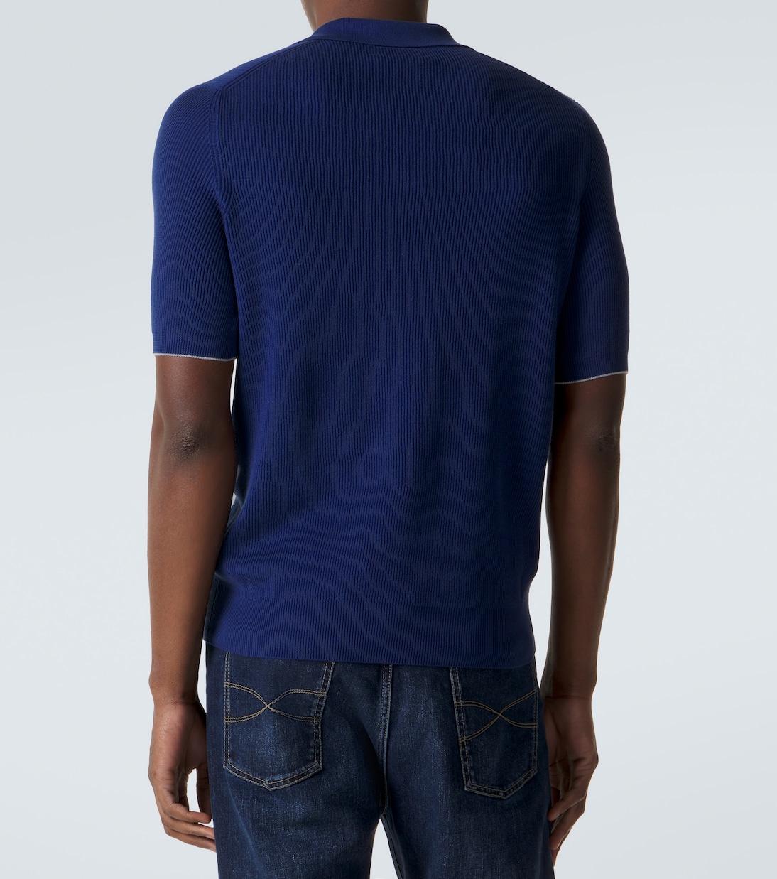 Ribbed-knit cotton polo shirt  | Brunello Cucinelli