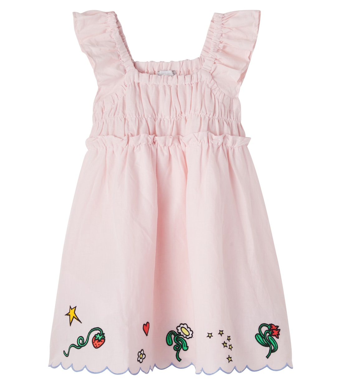 Embroidered scalloped linen and cotton dress | Stella McCartney Kids