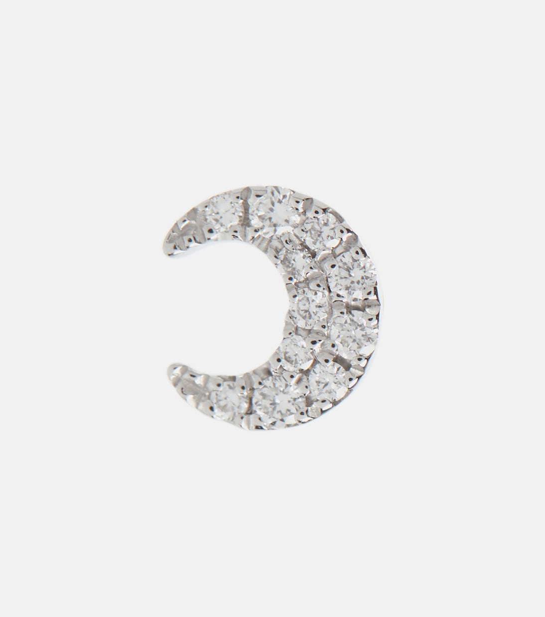 Diamond Moon Small 18kt white gold single earrings with white diamonds | Maria Tash