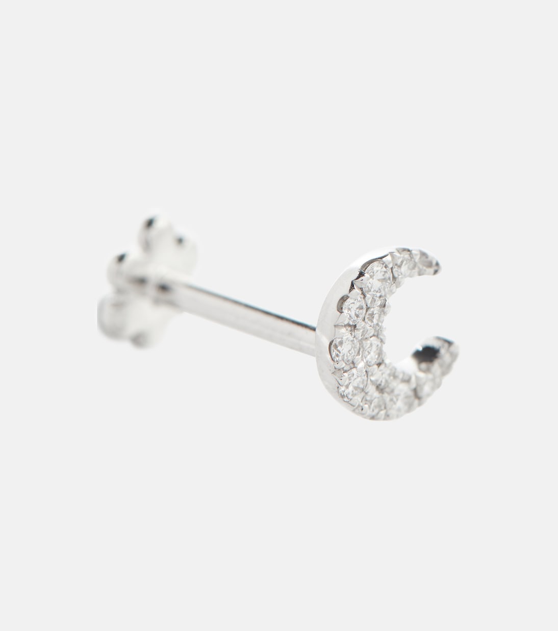 Diamond Moon Small 18kt white gold single earrings with white diamonds | Maria Tash