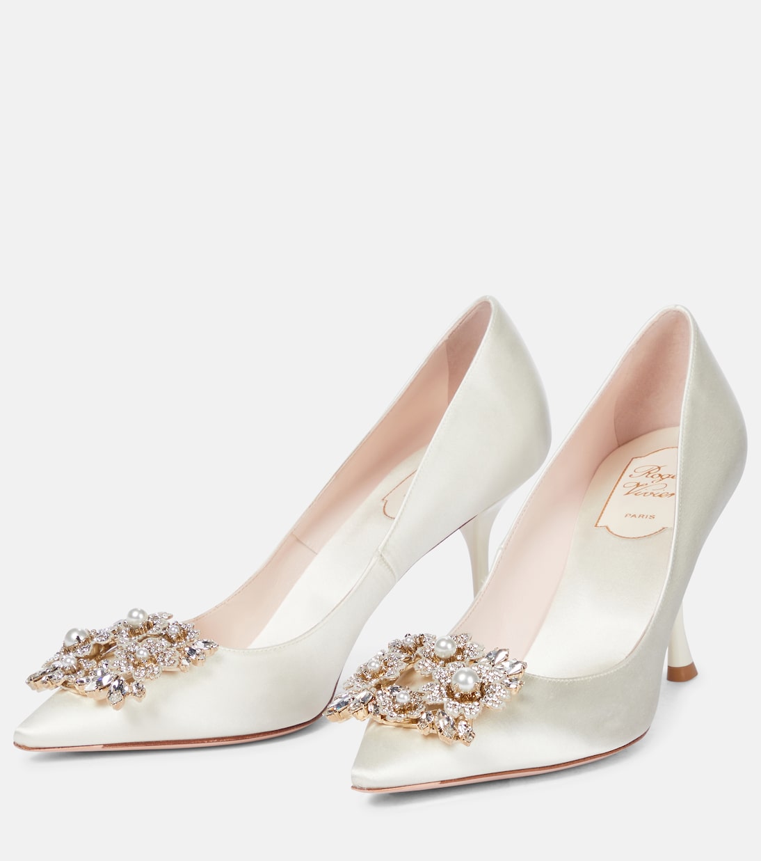 Pumps RV Bouquet 85 in raso con cristalli | Roger Vivier