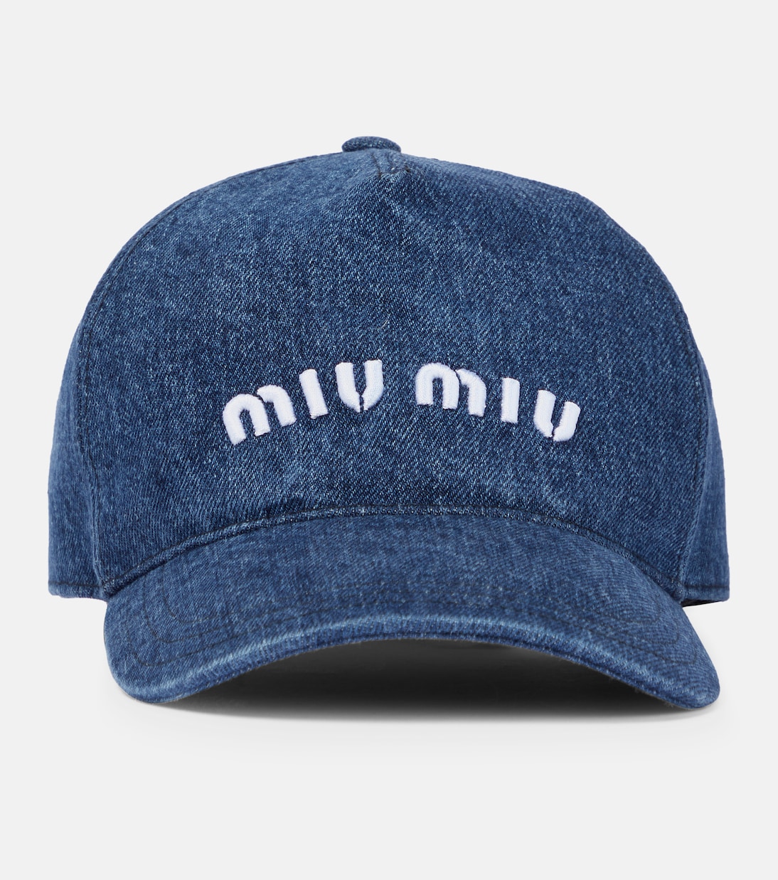 Berretto in denim MIU MIU con logo, stile giovane e trendy