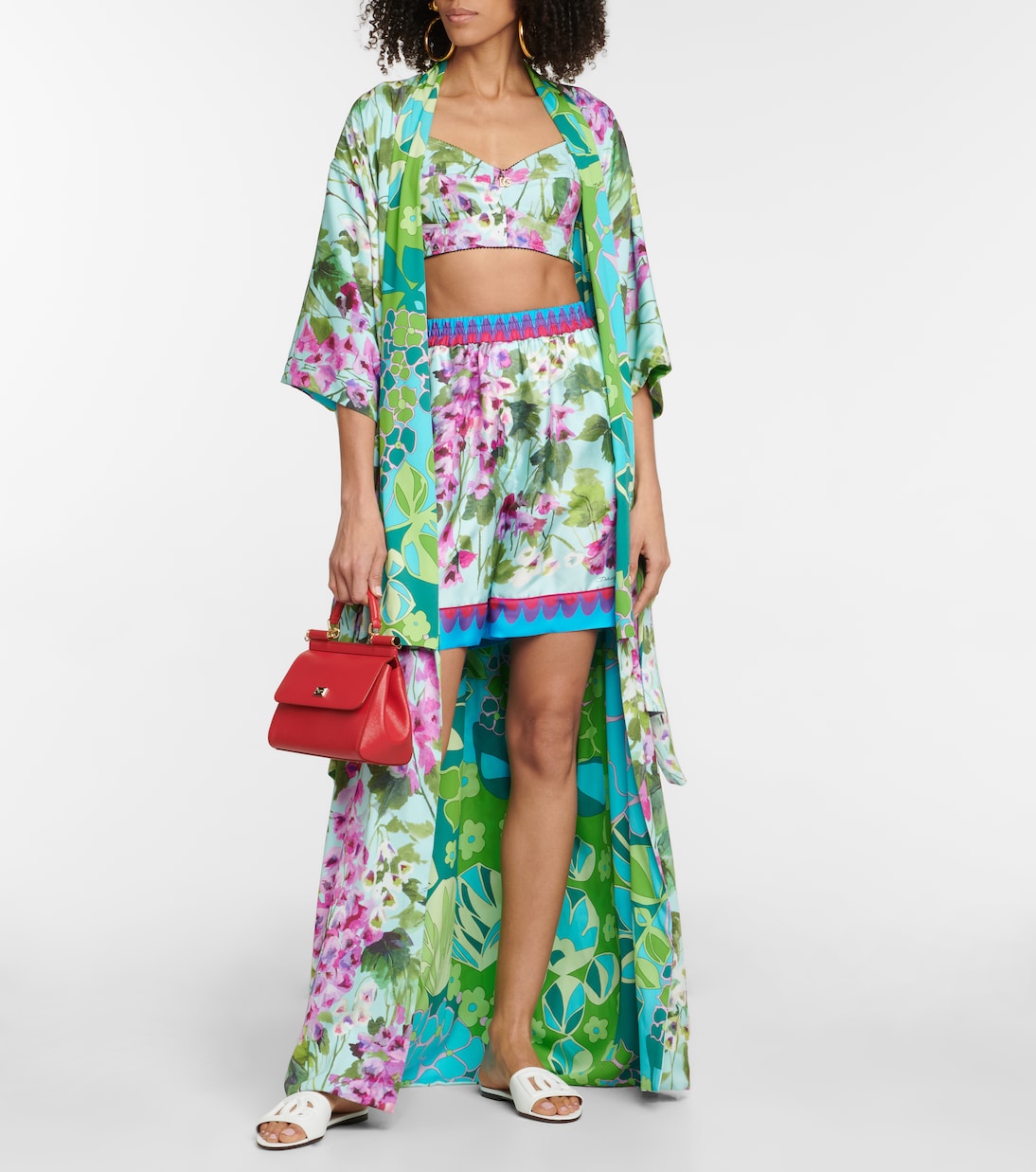 Floral silk charmeuse robe | Dolce&Gabbana