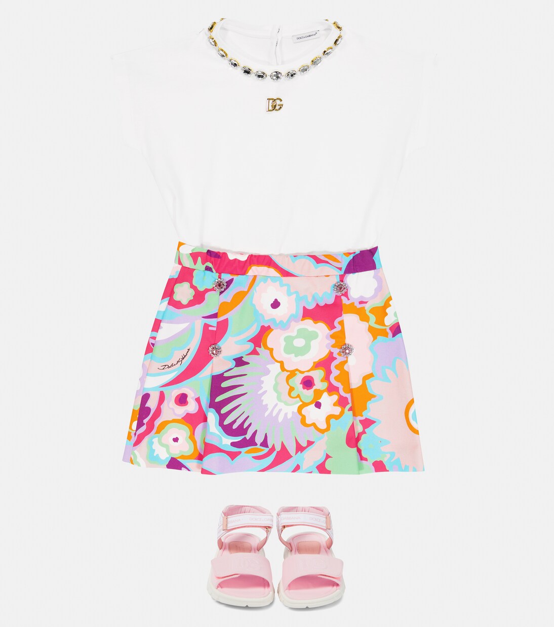 T-shirt in cotone con decorazione | Dolce&Gabbana Kids