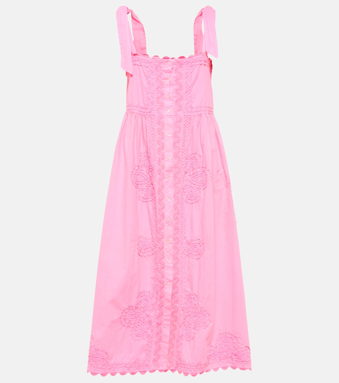 Self-tie cotton poplin midi dress | Juliet Dunn