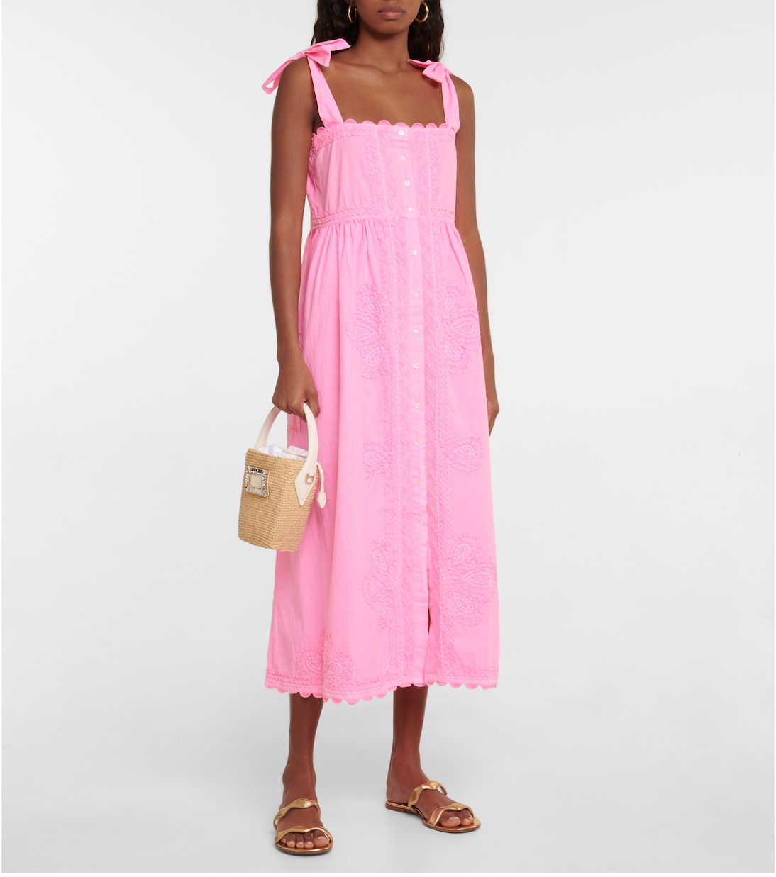 Self-tie cotton poplin midi dress | Juliet Dunn