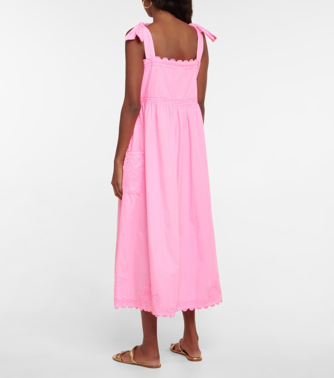 Self-tie cotton poplin midi dress | Juliet Dunn