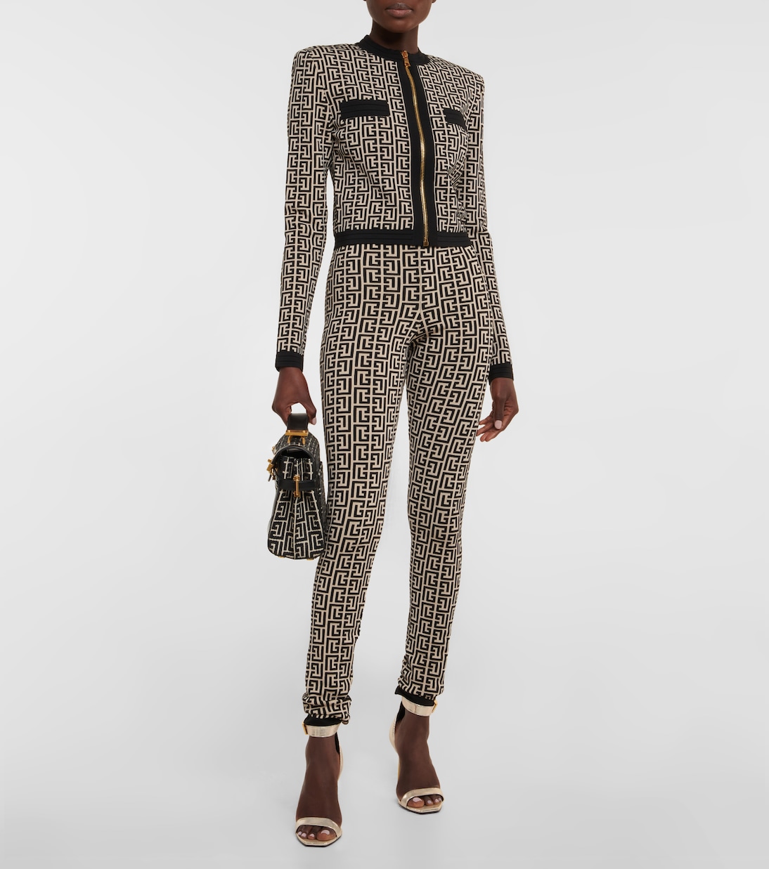 Leggings de jacquard en mezcla de lana | Balmain