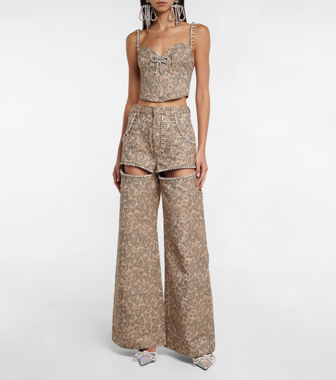 Embellished printed corset top | Area