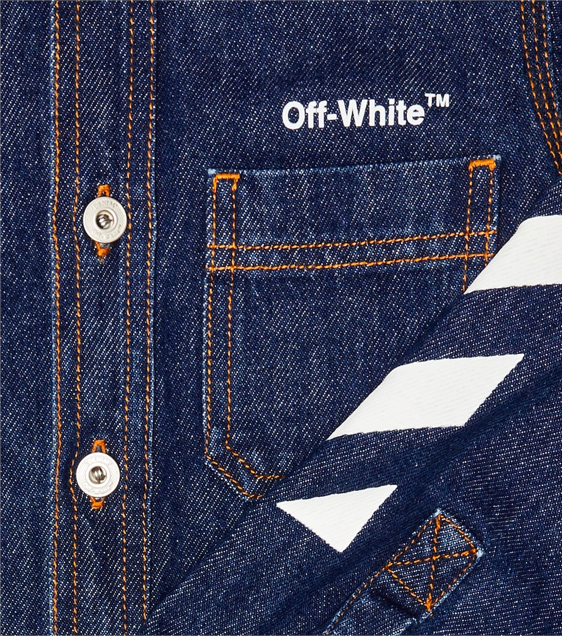 Logo denim shirt jacket in blue - Off White Kids | Mytheresa