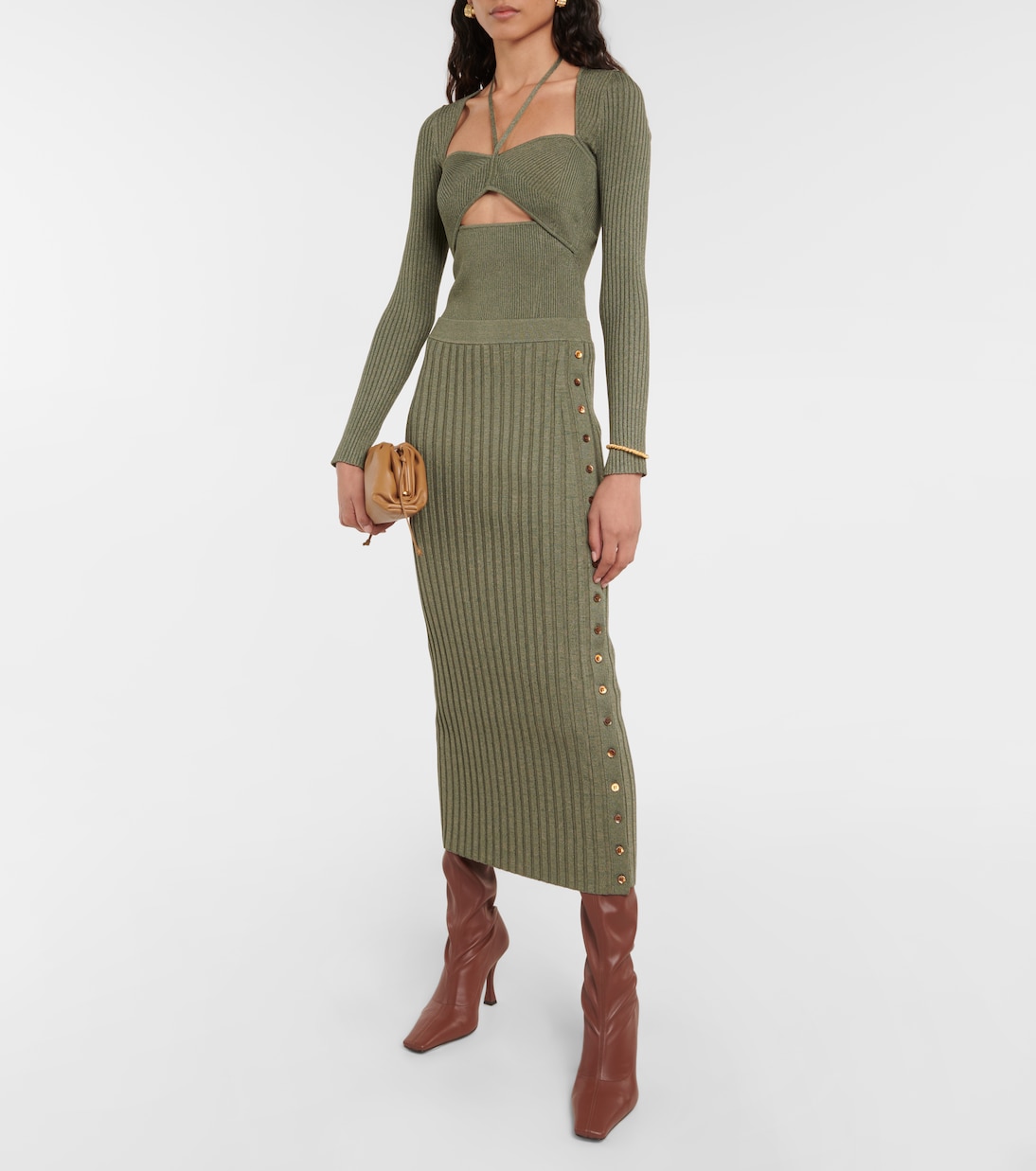 Ashton ribbed-knit midi skirt | Simkhai