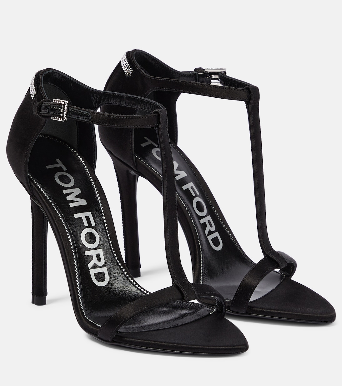 T crystal-embellished satin sandals | Tom Ford