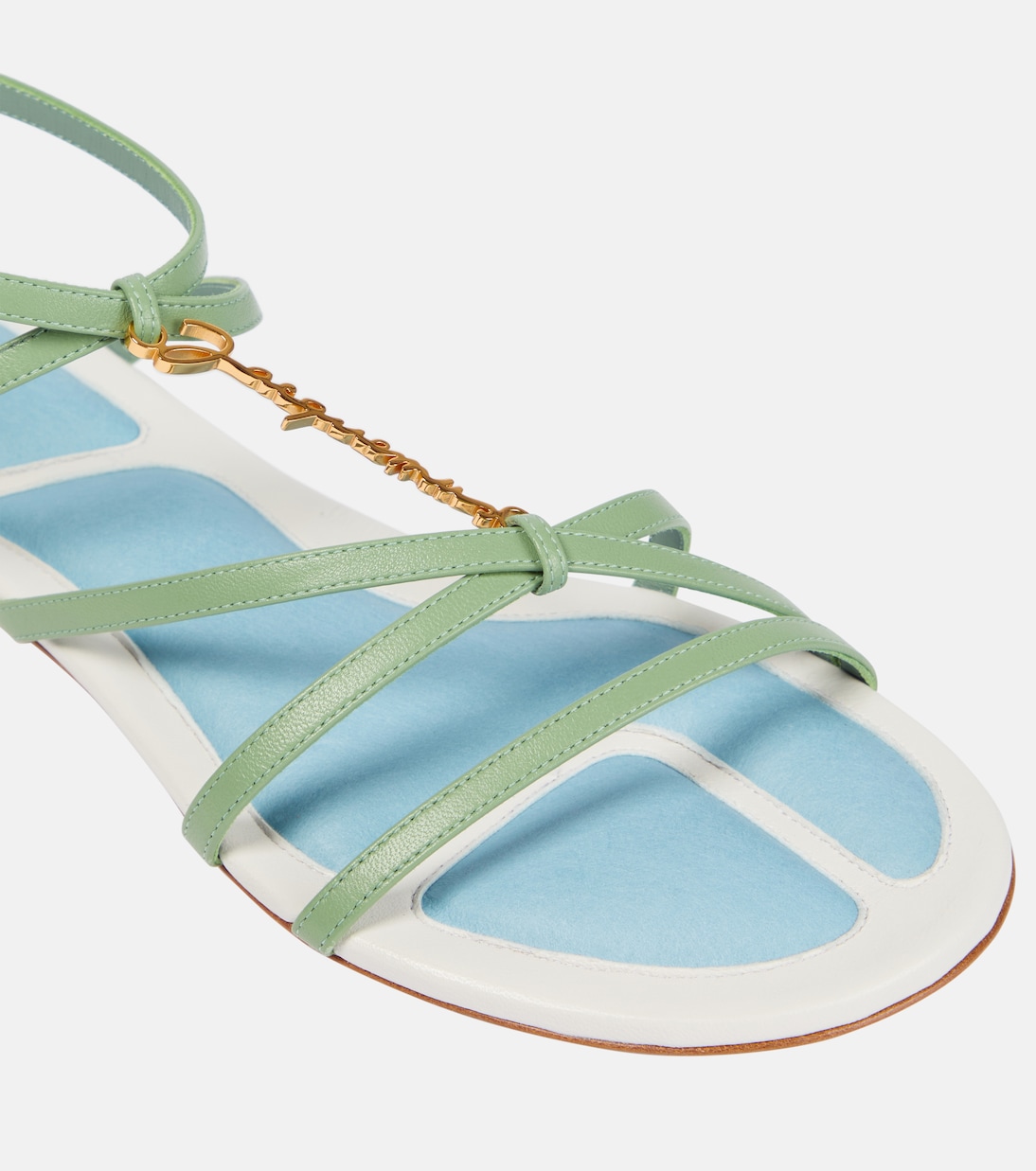 Embellished leather sandals in green - Jacquemus | Mytheresa