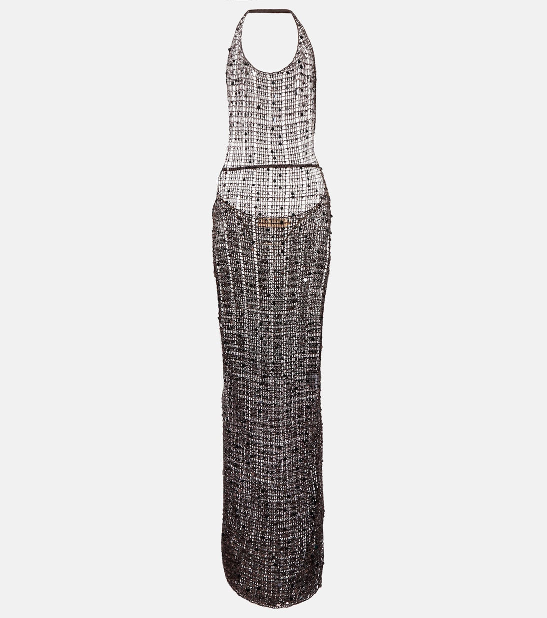 Abito lungo con paillettes e cut-out | Aya Muse