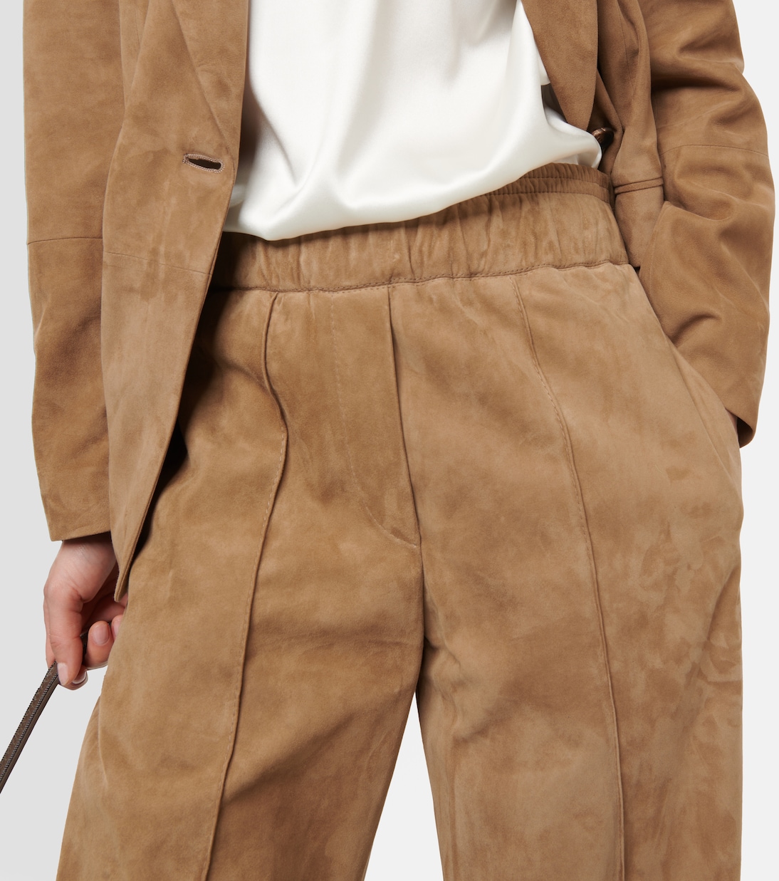 Pantaloni a gamba larga in suede | Brunello Cucinelli