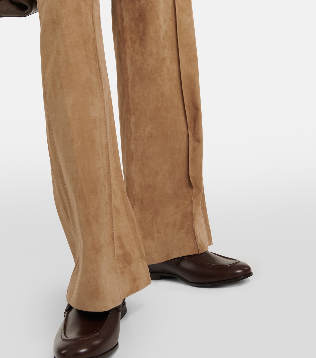 Pantaloni a gamba larga in suede | Brunello Cucinelli