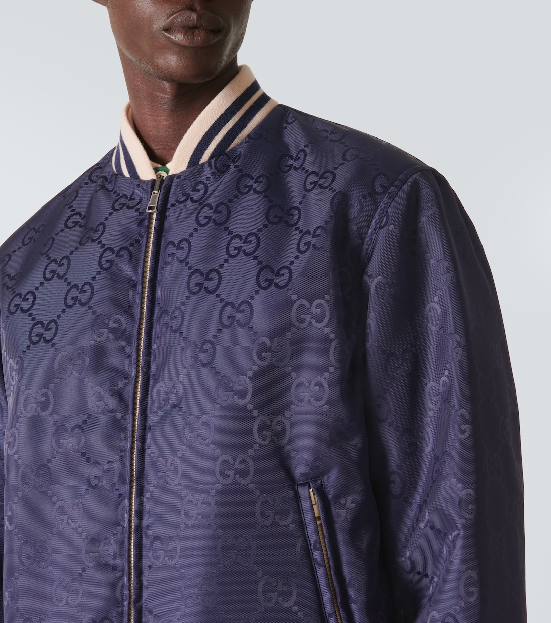 Reversible GG jacket in blue Gucci Mytheresa