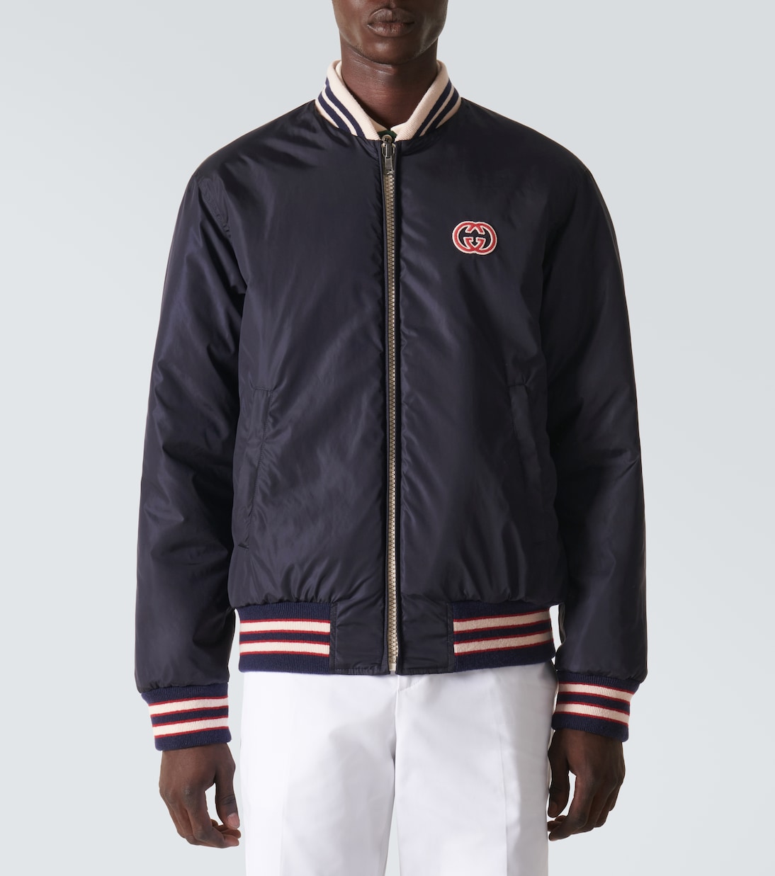 Reversible GG jacket in blue Gucci Mytheresa
